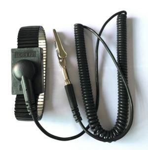 Black metal corded wrist strap